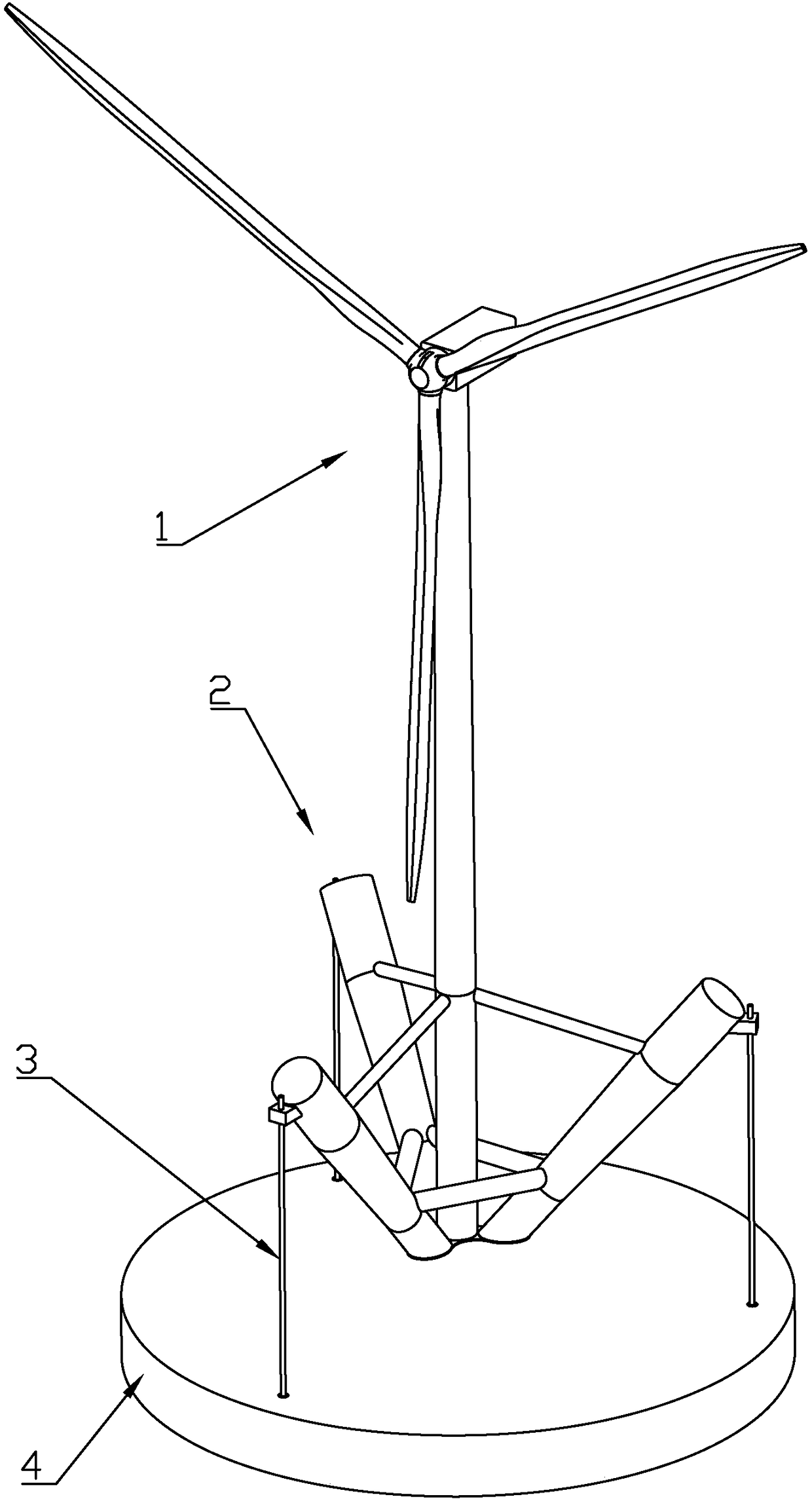 Floating fan for use between shallow water and deep water