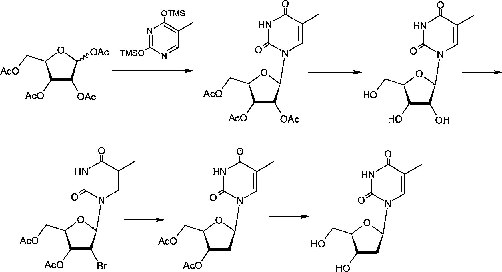 Preparation method of beta-thymidine