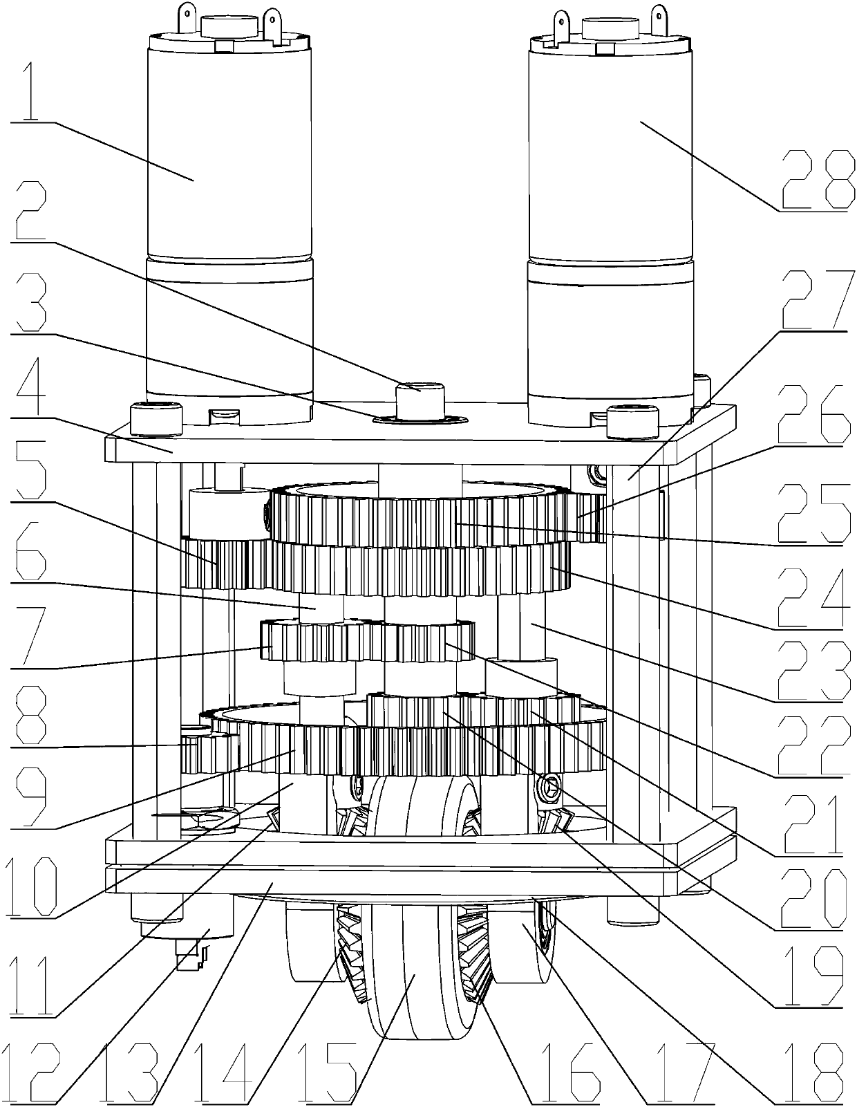 Differential steering mechanism and steering control method of automatic conveying trolley