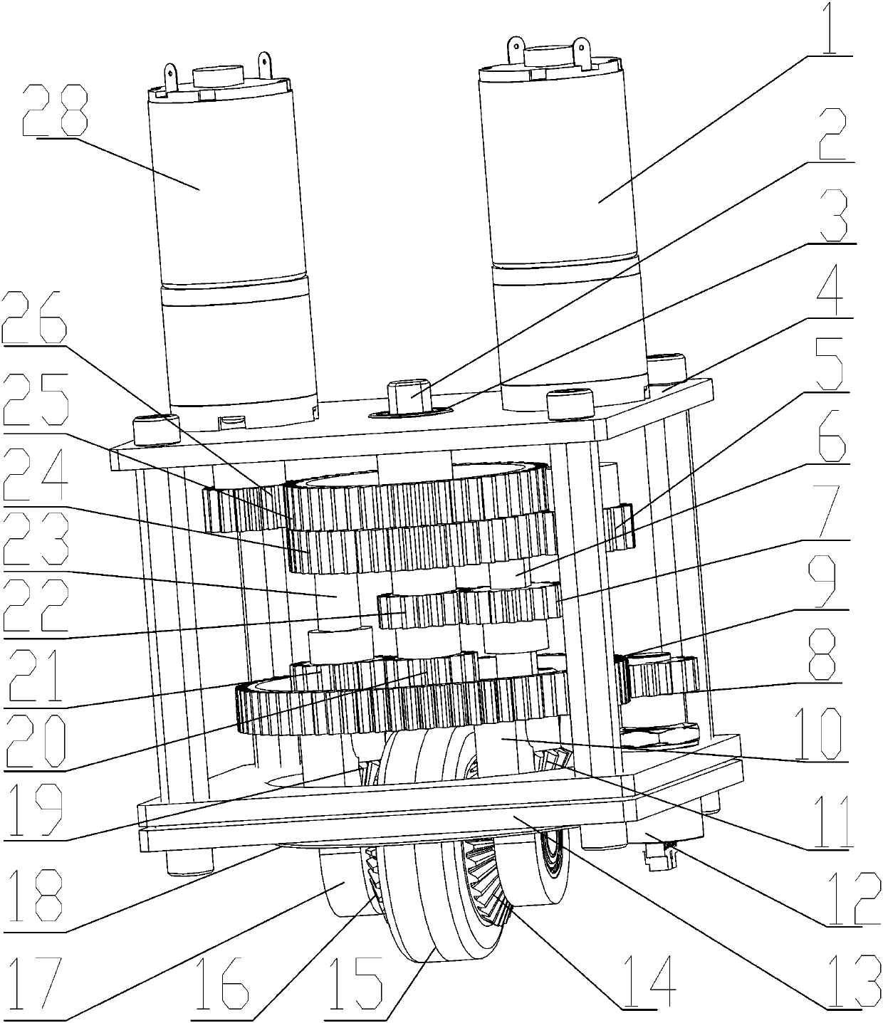 Differential steering mechanism and steering control method of automatic conveying trolley