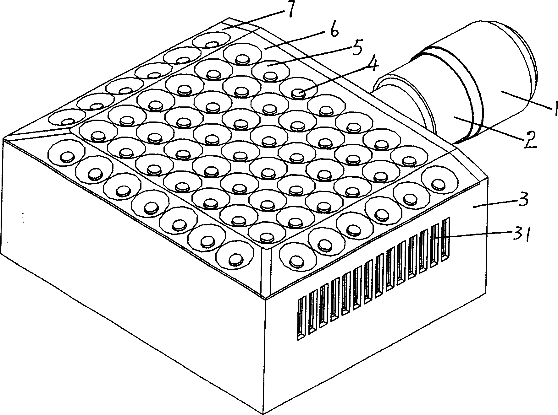 Integral array type large power LED lamp