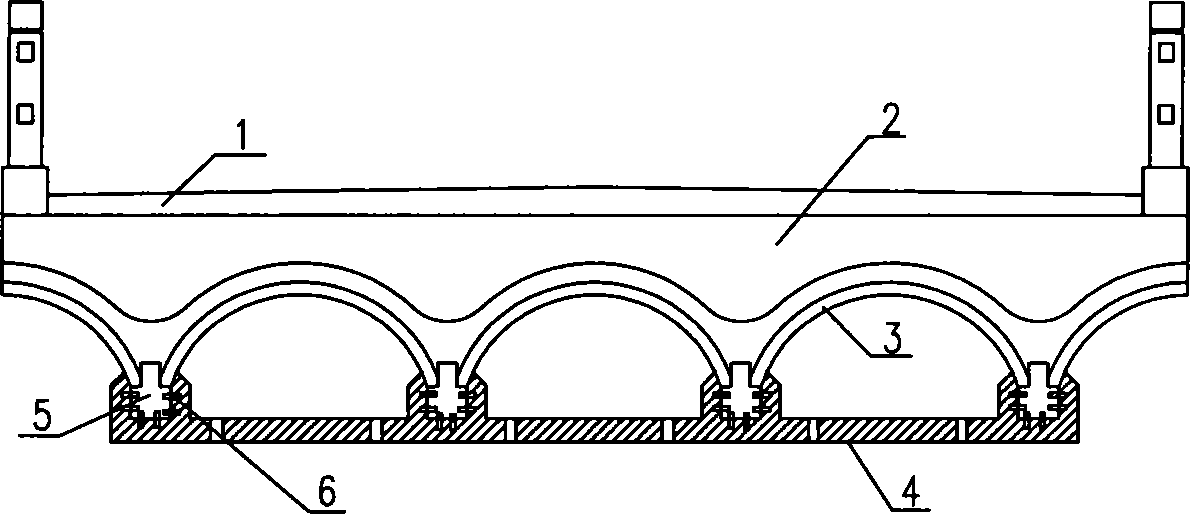 Process for reinforcing double arch bridge by replacing ridged main arch ring section with box section