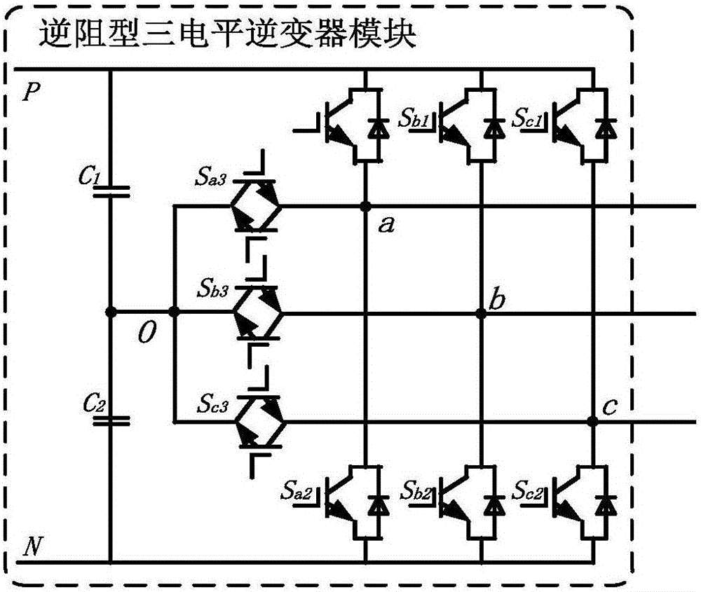 Energy storage grid-connected converter based on reverse-blocking type three levels, and control method therefor