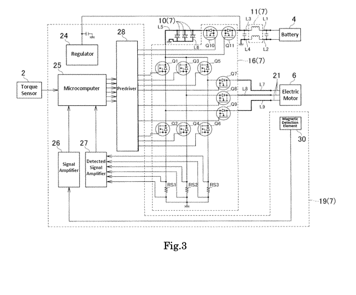 Motor drive device for electric power steering including heat sink and external connector