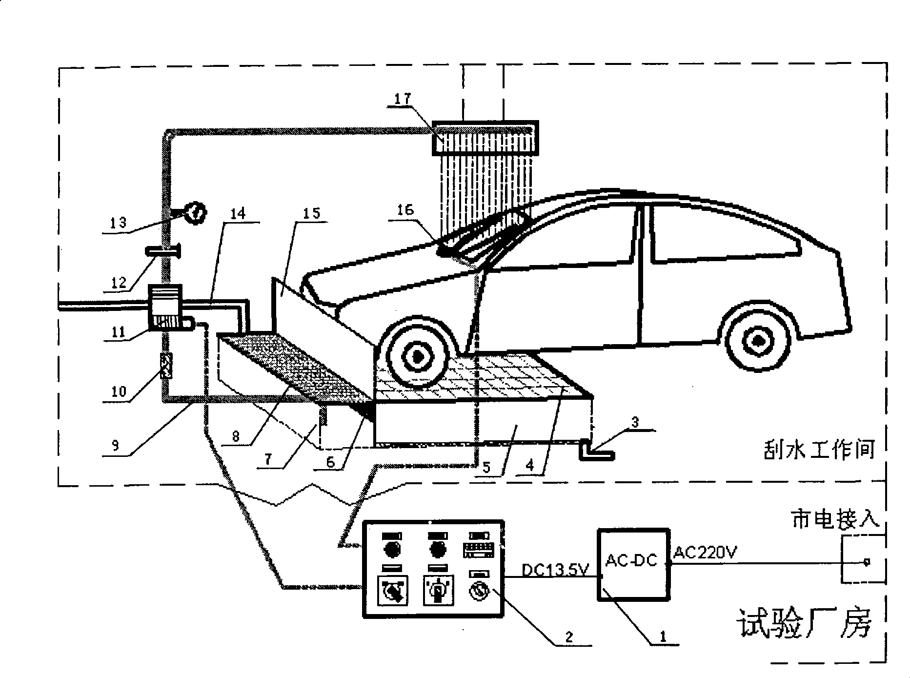 Water circulating system for durability test for automobile window glass water scraper