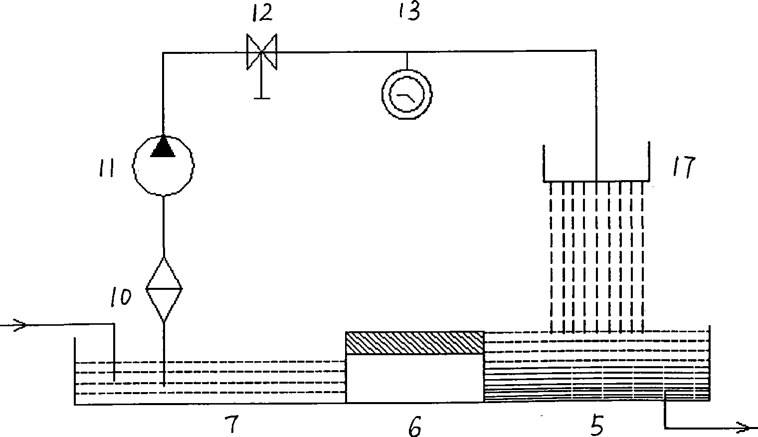 Water circulating system for durability test for automobile window glass water scraper