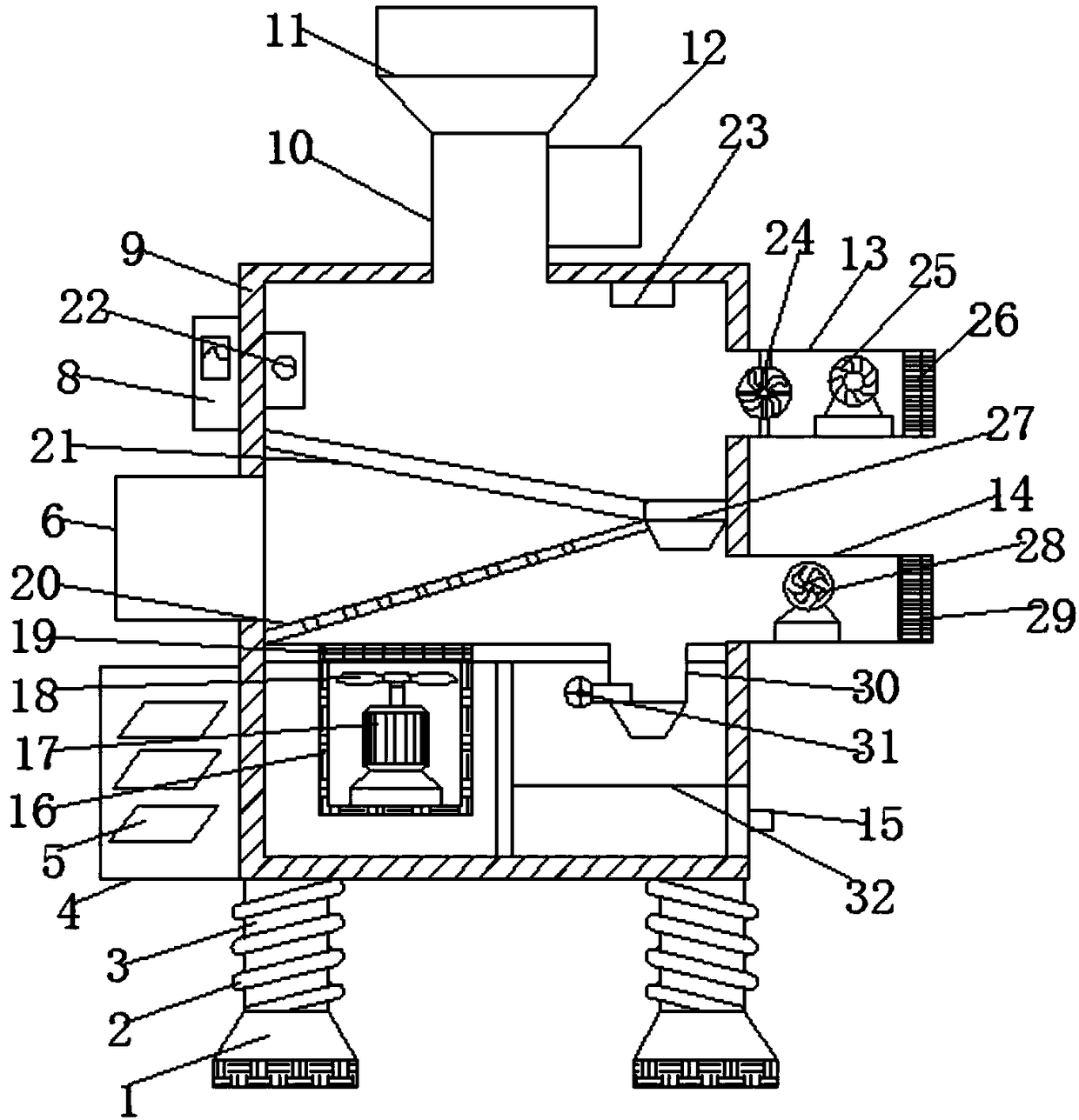 Multi-purpose winnowing device for drug producing machining