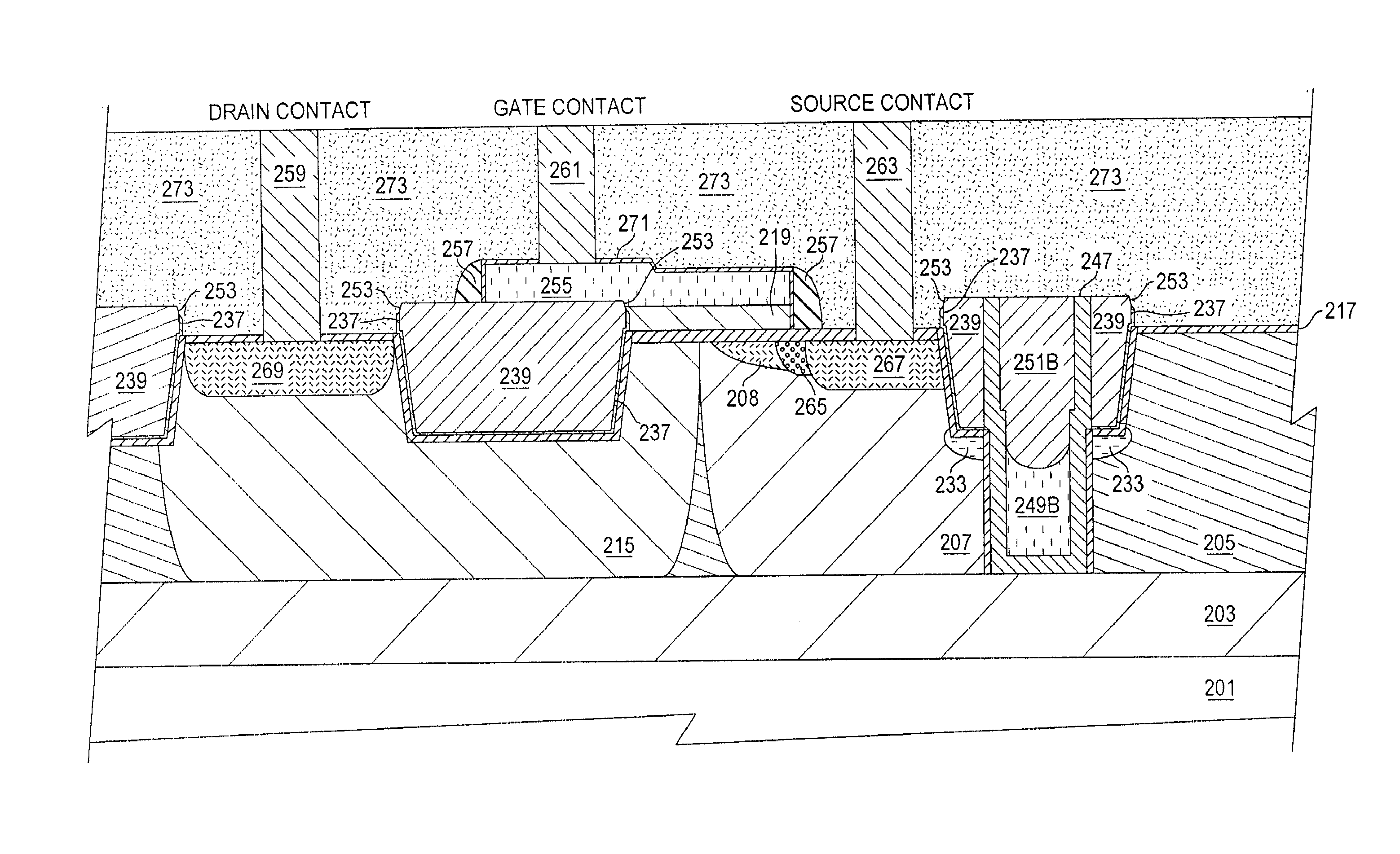 Reduced electric field DMOS using self-aligned trench isolation