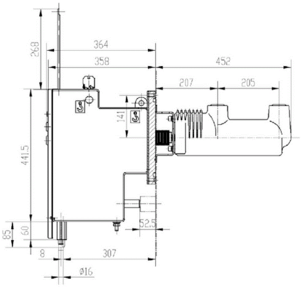 Insulating embedded vacuum circuit breaker for gas-filled tank