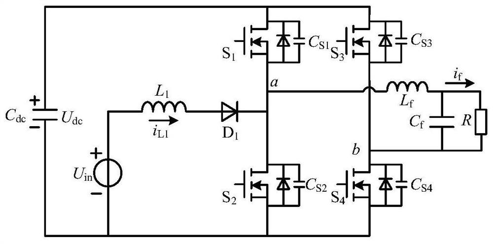 Single-phase single-stage boost inverter capable of realizing soft switching and control method