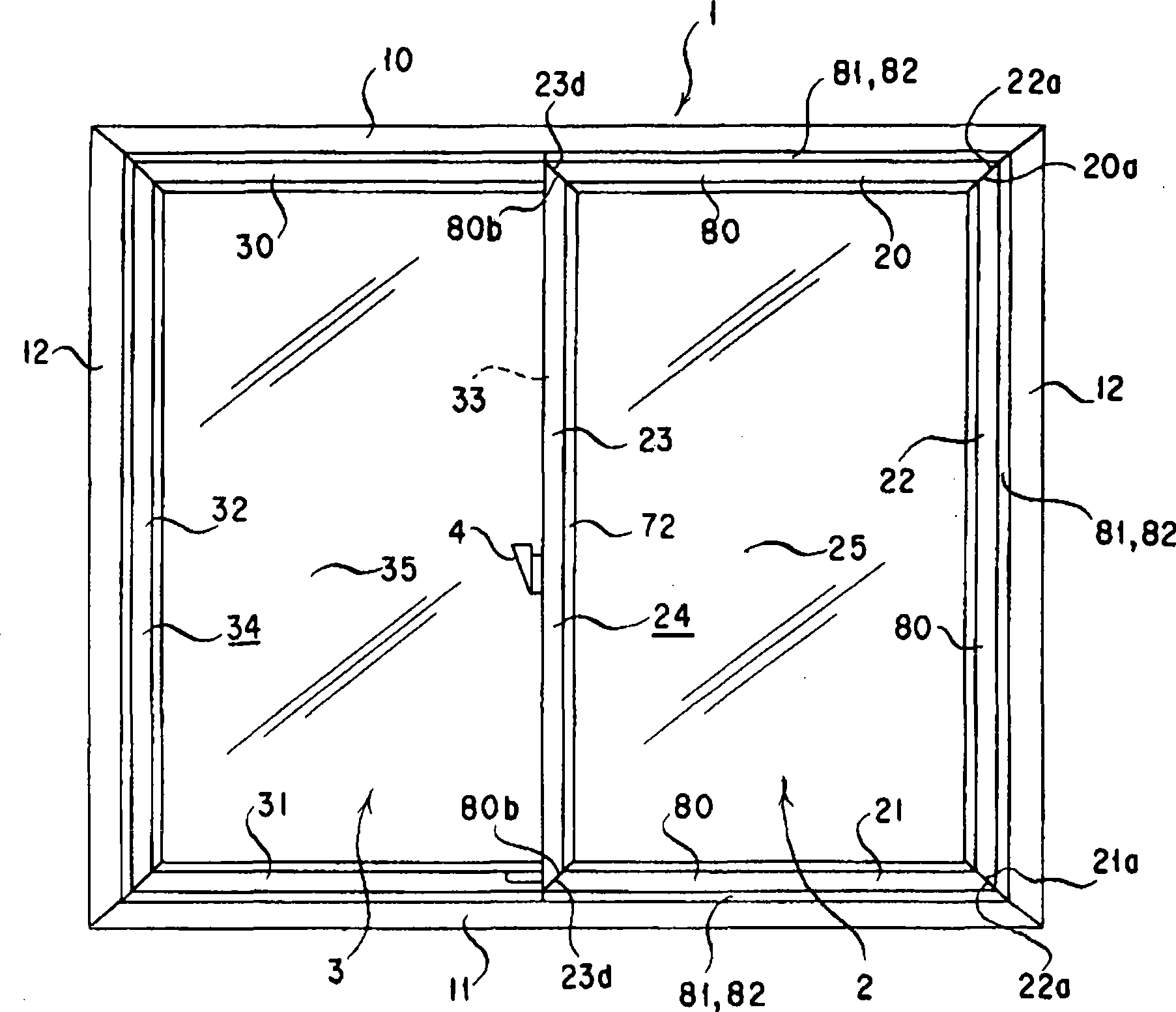 Double groove sliding window made of synthesized resin