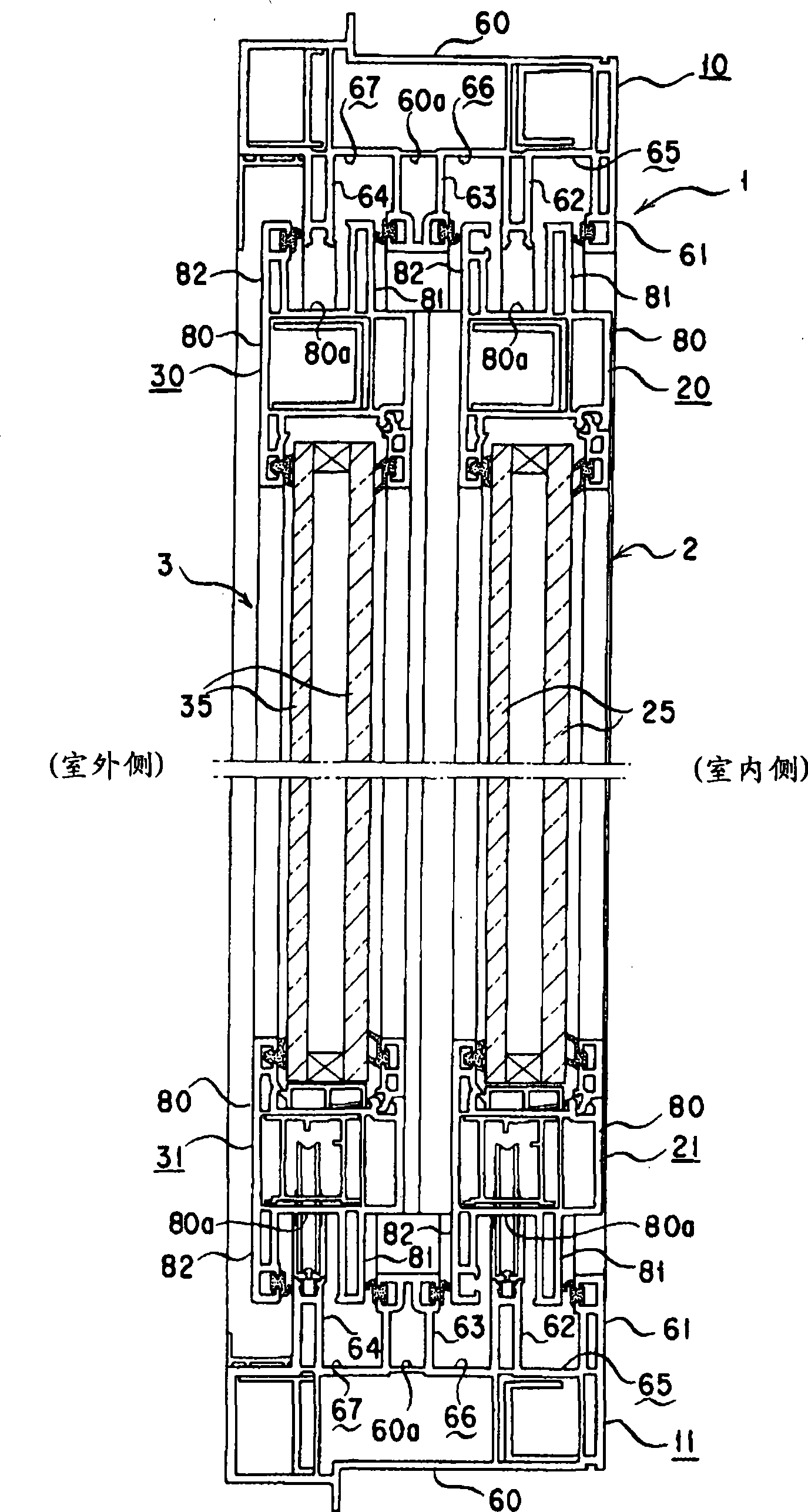 Double groove sliding window made of synthesized resin