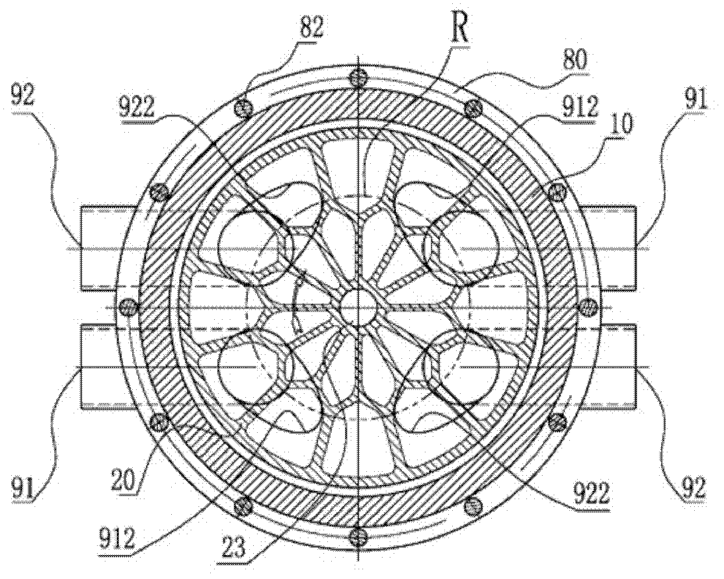 Misplaced channel free-rotating hydraulic piston multipass supercharger