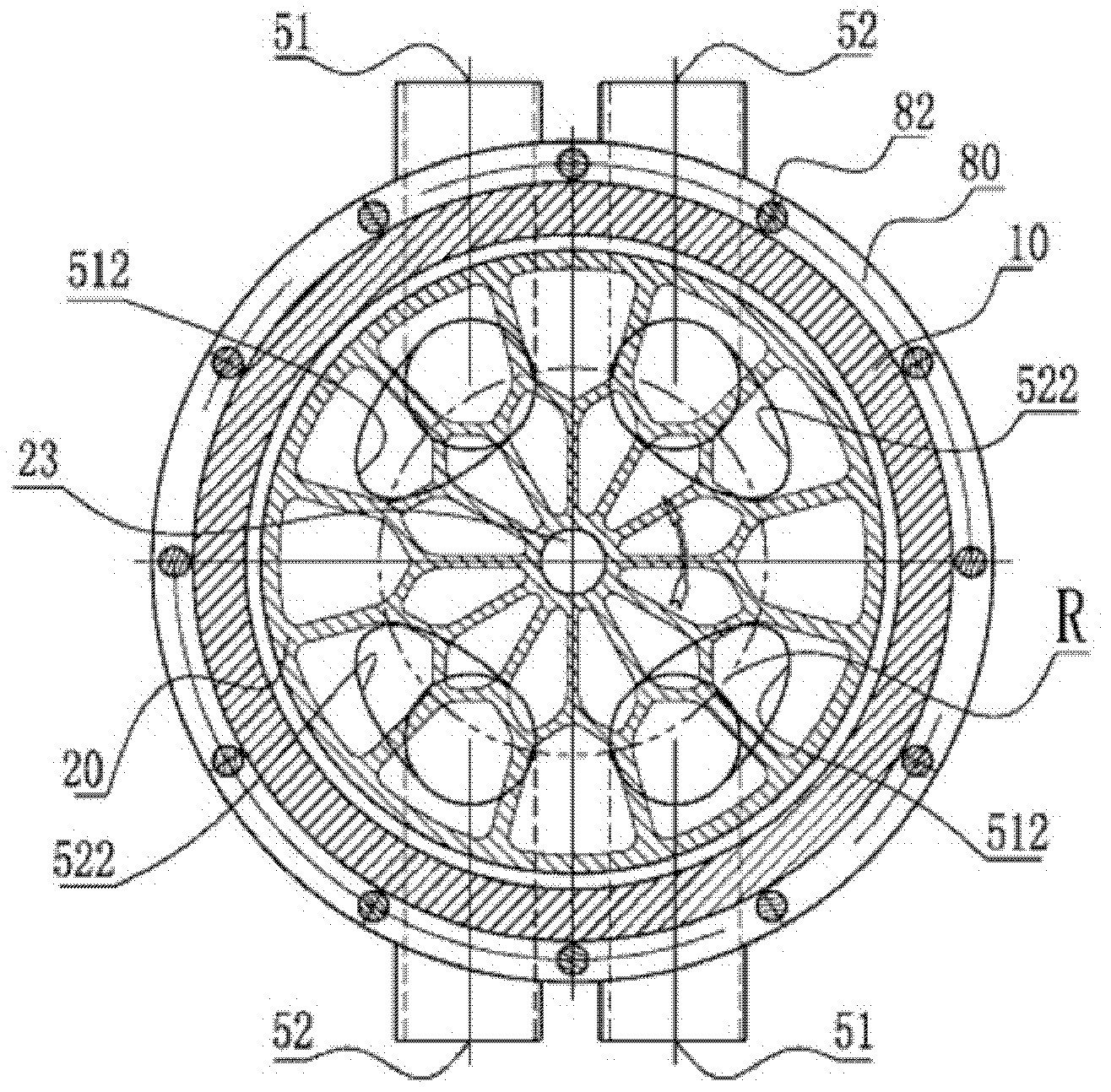 Misplaced channel free-rotating hydraulic piston multipass supercharger