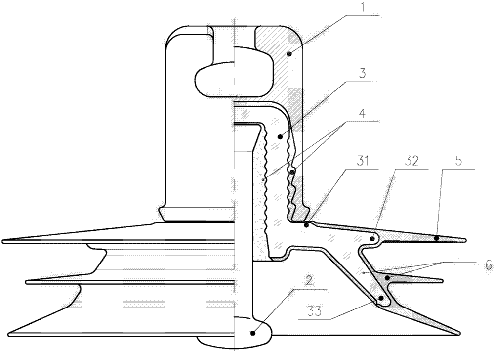 A glass composite insulator and its manufacturing method