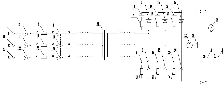 Bogie driving motor three-phase circuit