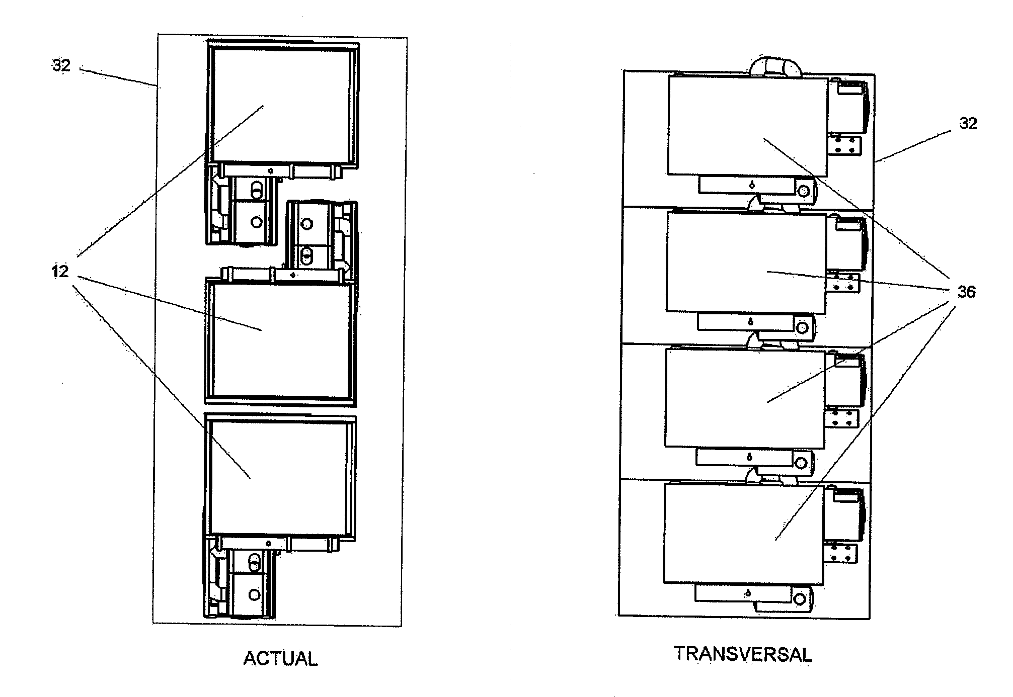 Transversal generator set and modular design for refurbishment of locomotives