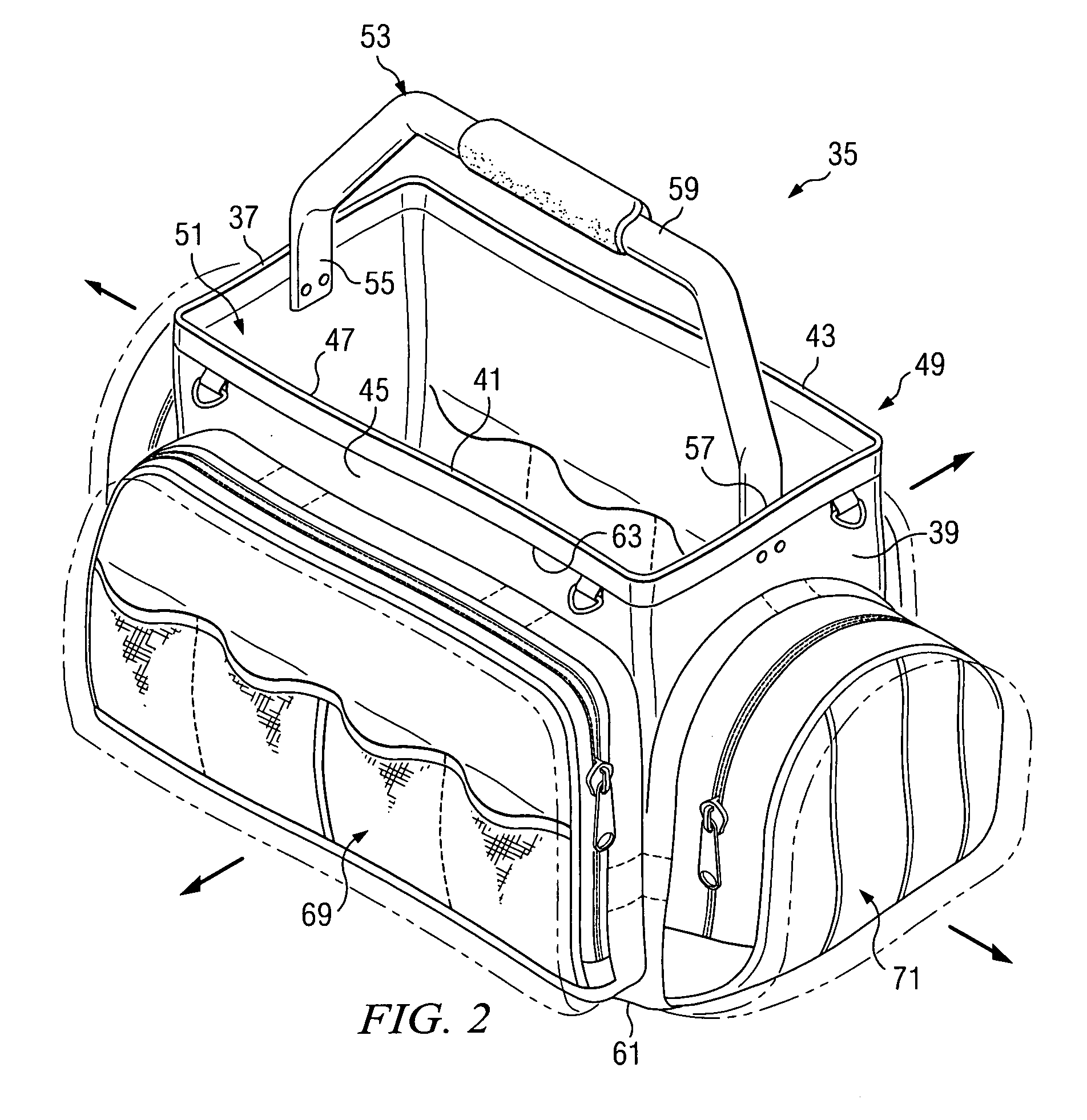 Toolbag with expandible pockets