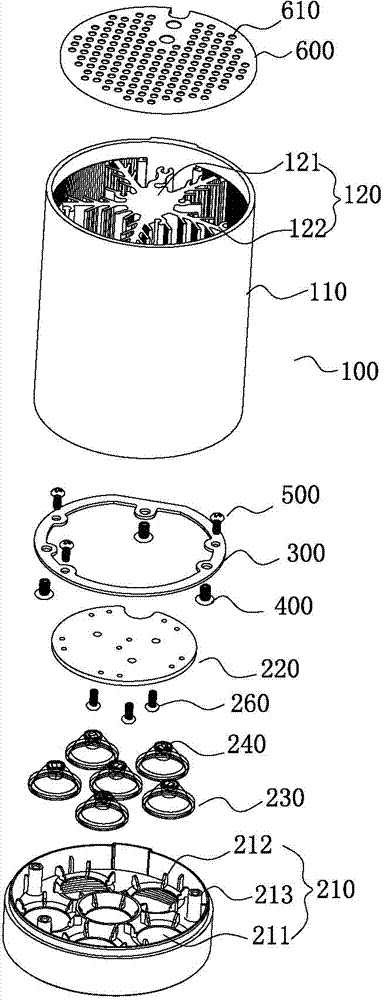 LED (Light Emitting Diode) spotlight for heat loss through convection by air