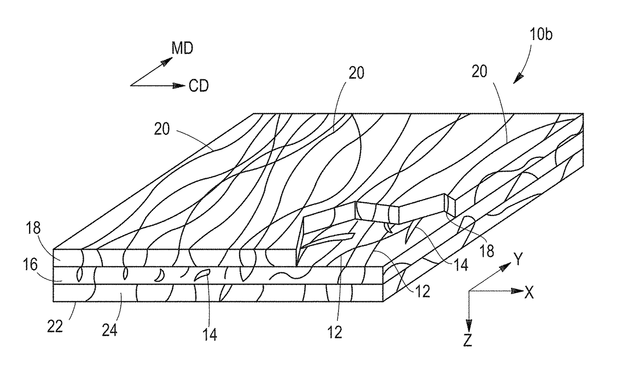 Enhanced co-formed/meltblown fibrous web structure