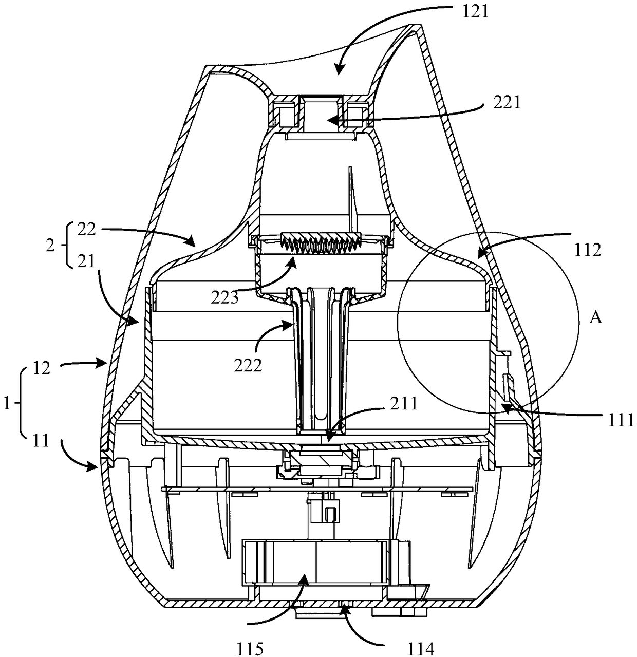 Annular air inlet atomizing humidifier