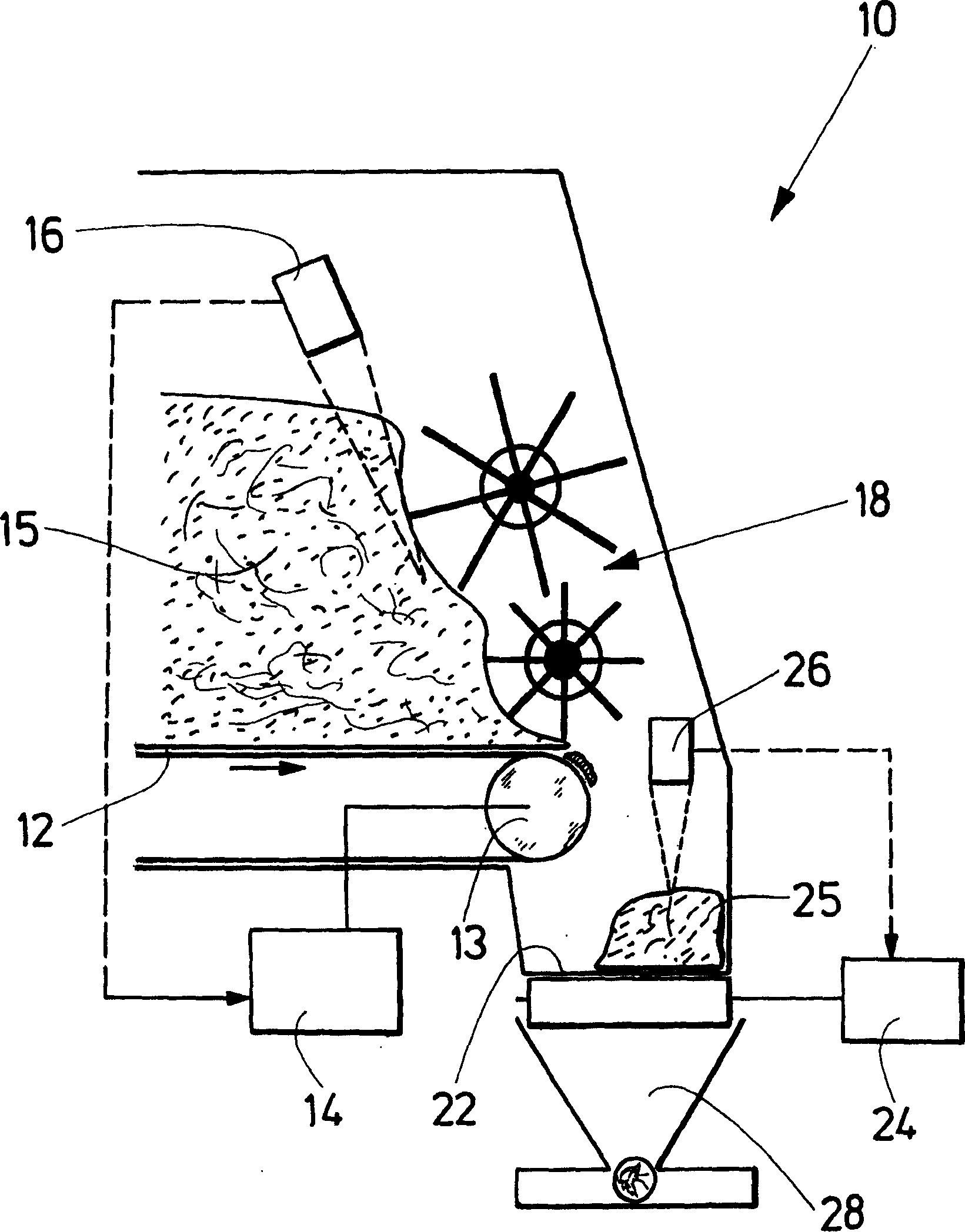 Unloading tobacco material from an intermediate reservoir