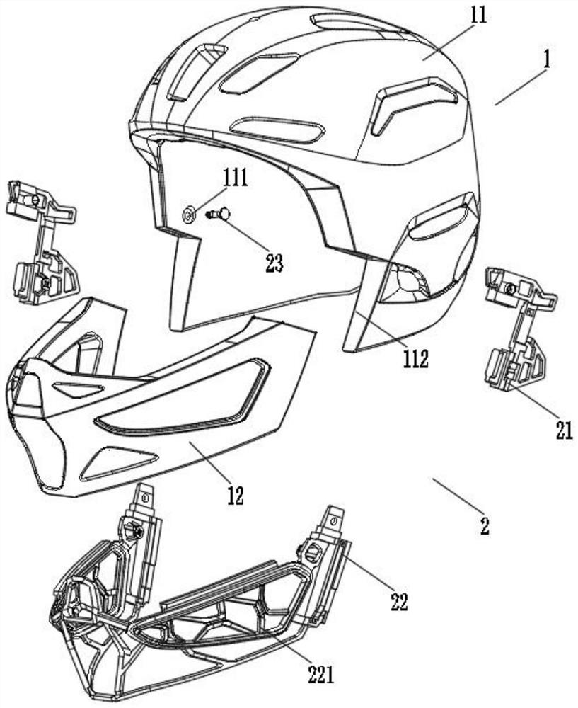 Helmet with split type skeleton structure