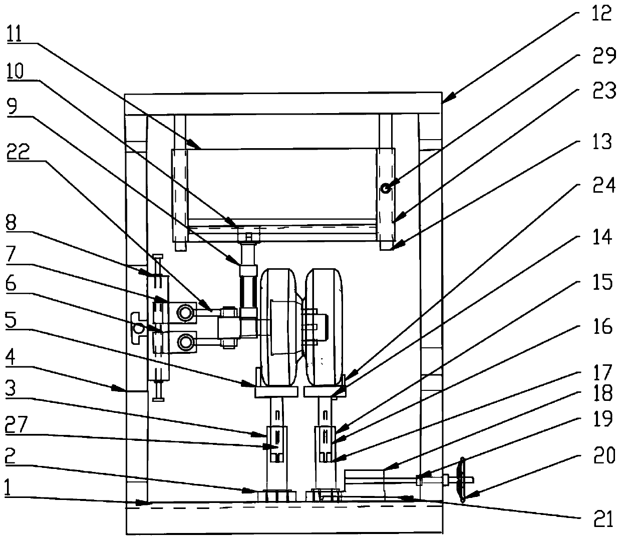 Heavy-duty vehicle parallel double tire quarter active suspension simulation test bench