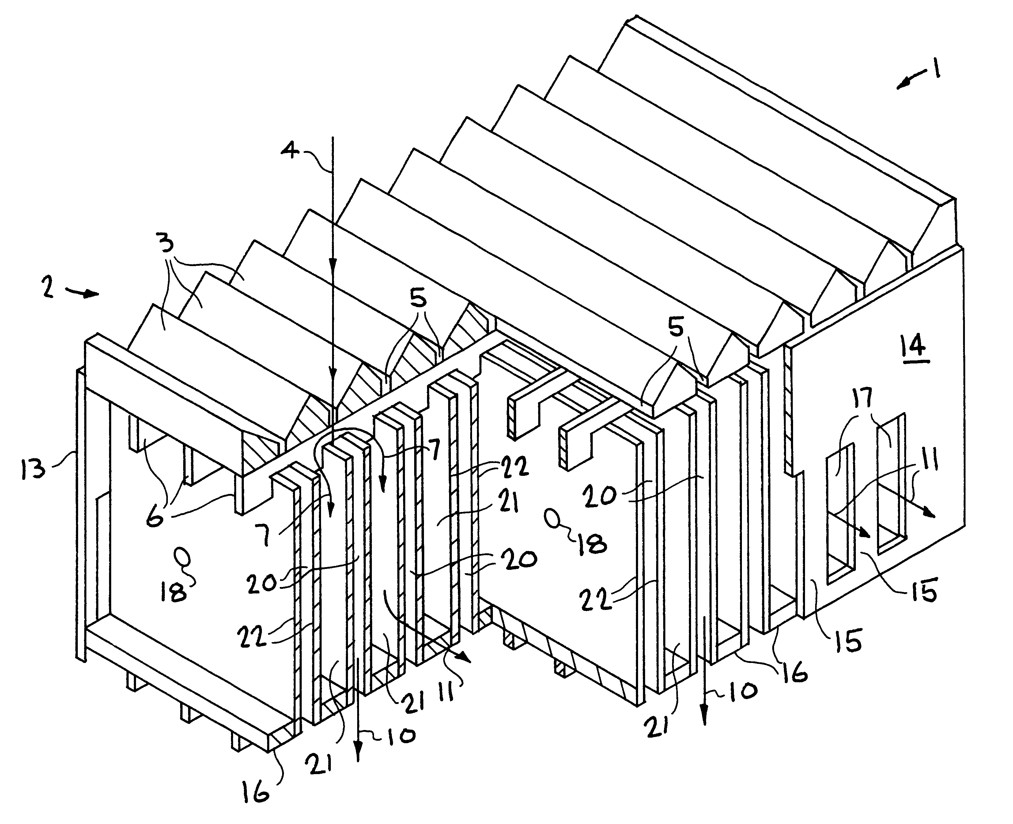 Low pressure drop, multi-slit virtual impactor