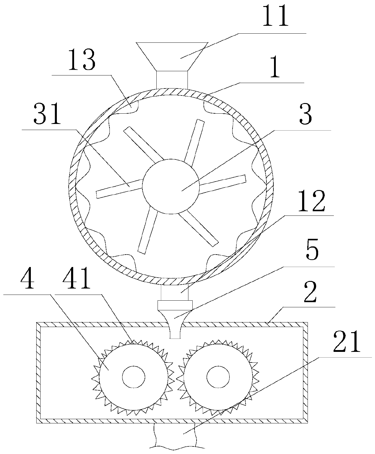 Two-stage type solid waste crushing mechanism