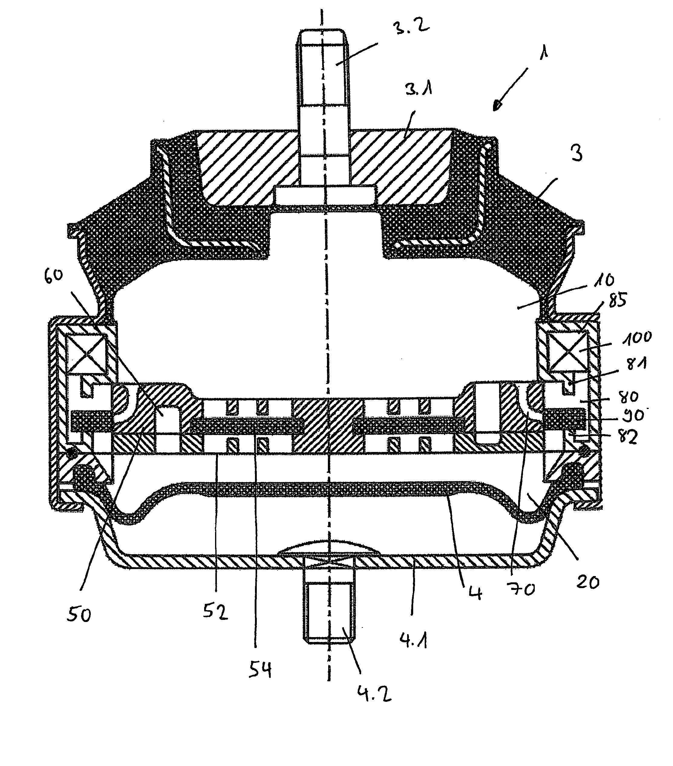 Switchable assembly bearing with hydraulic damping