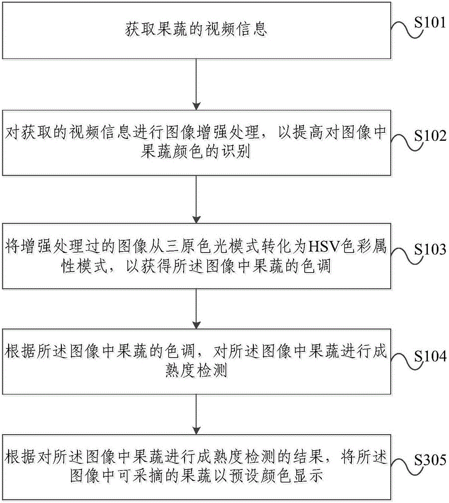 Method and device for detecting ripeness of fruits and vegetables