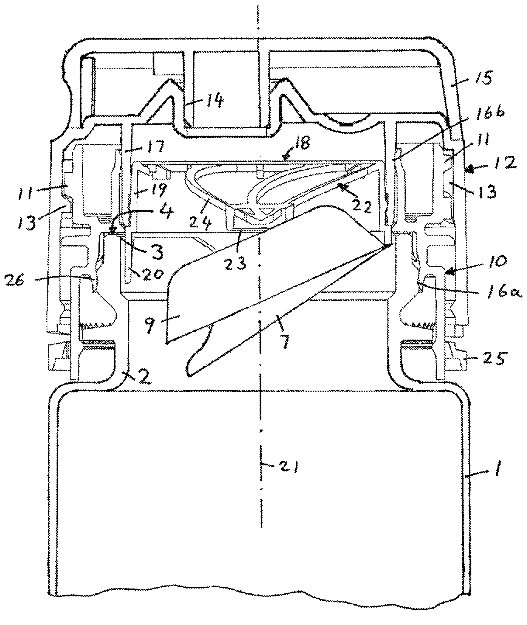 Container closure having a capsule inside it