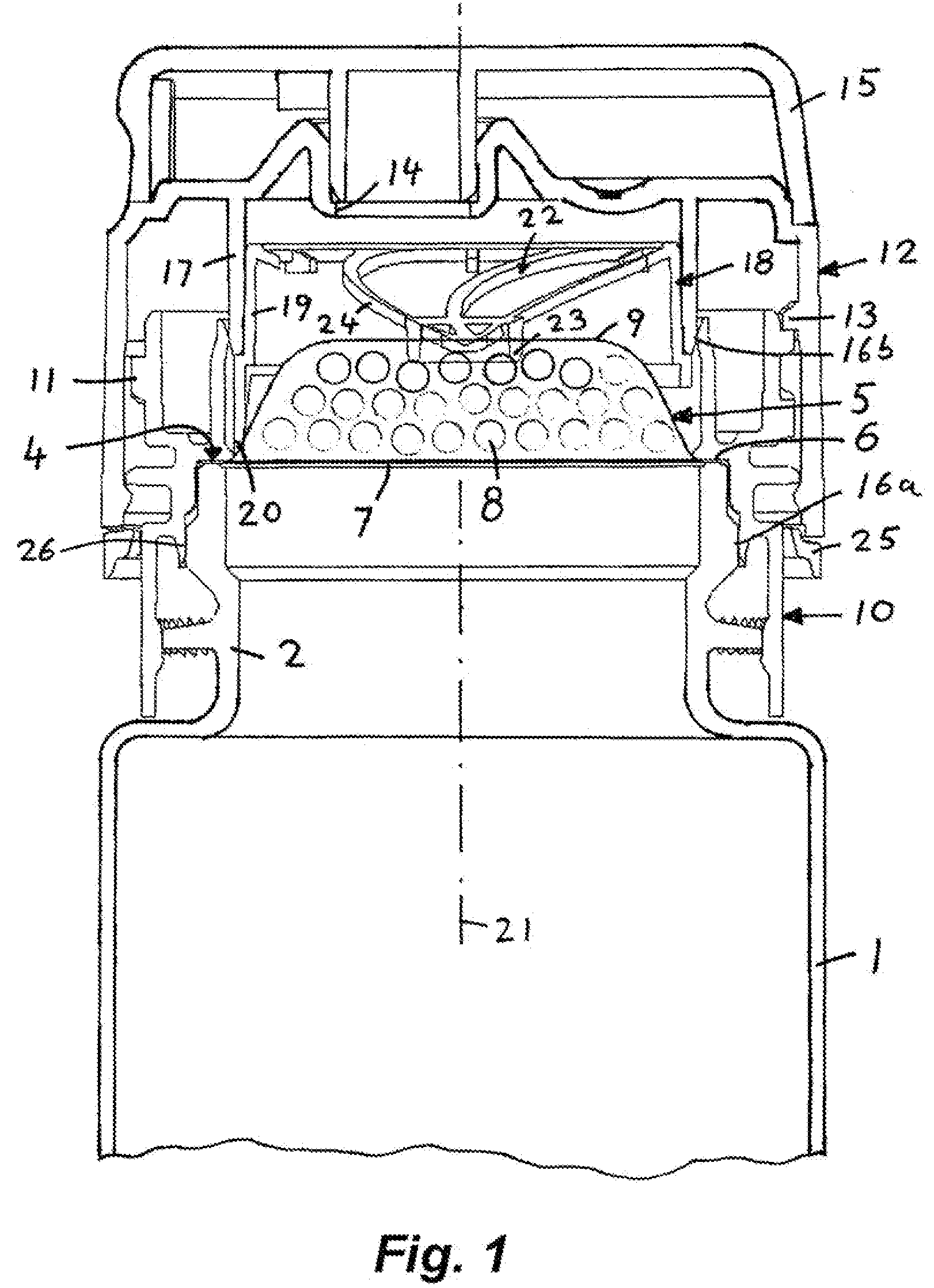 Container closure having a capsule inside it