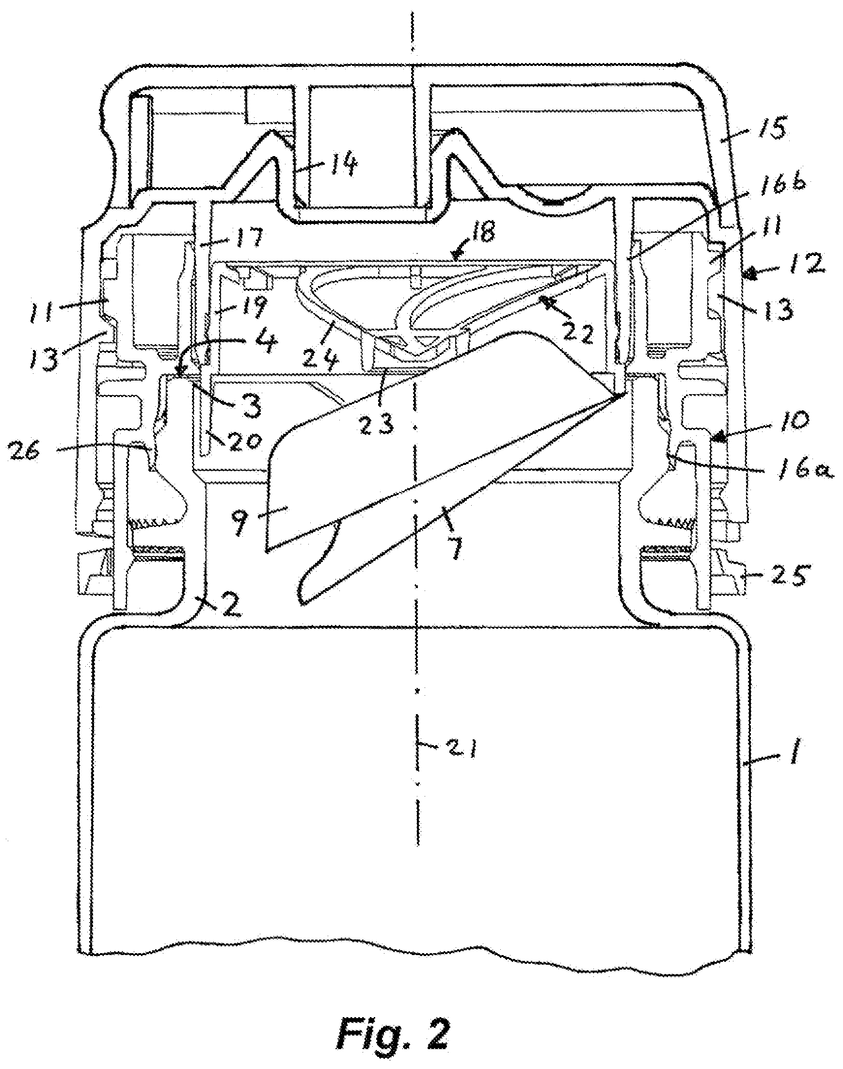 Container closure having a capsule inside it