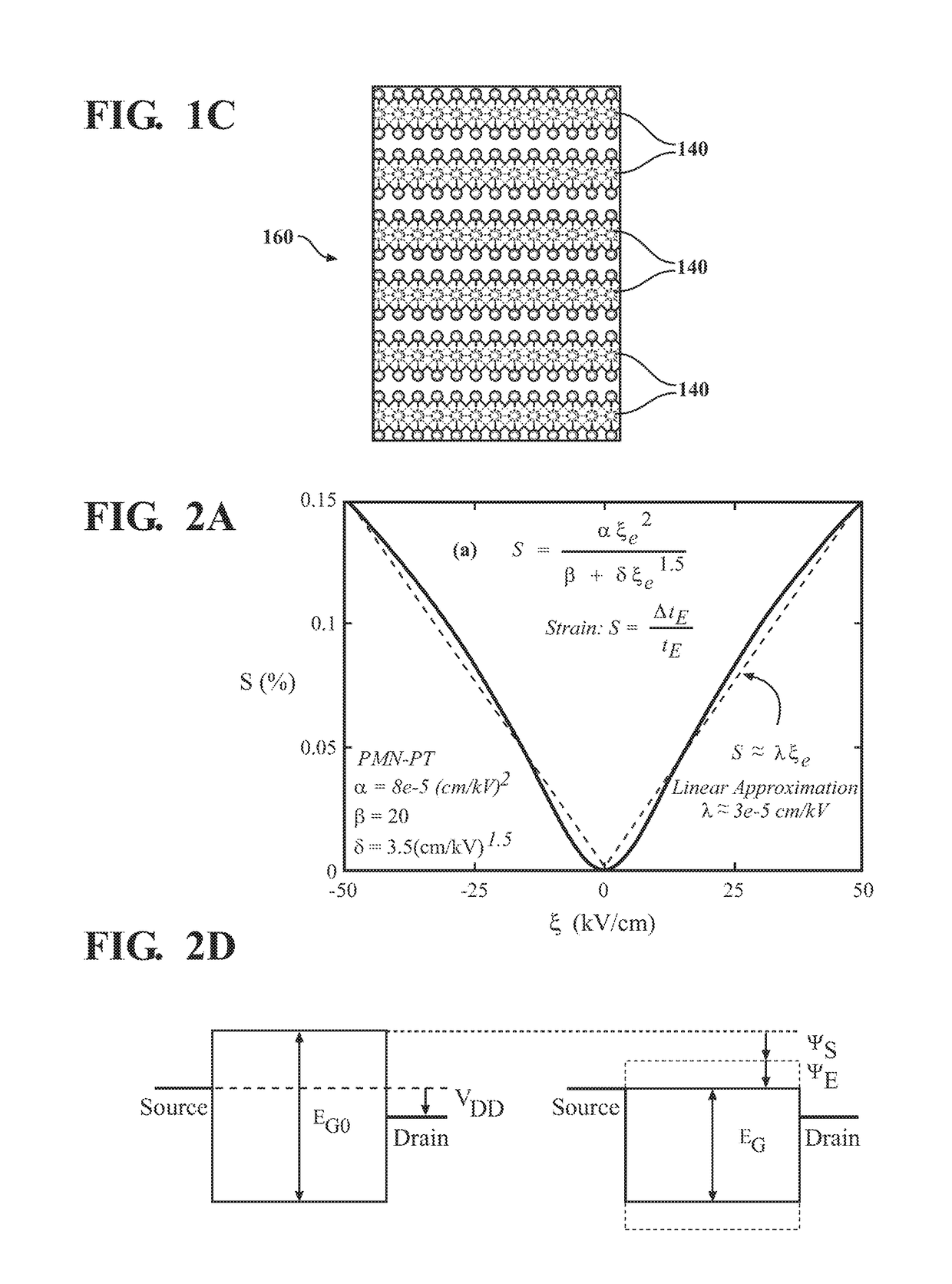 Two-dimensional electrostrictive field effect transistor (2d-efet)