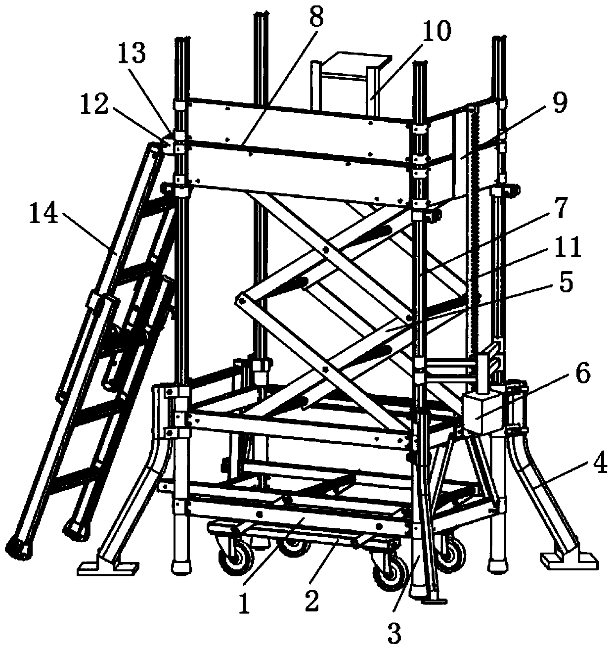 Small lifting platform for building wall surface construction and using method of small lifting platform