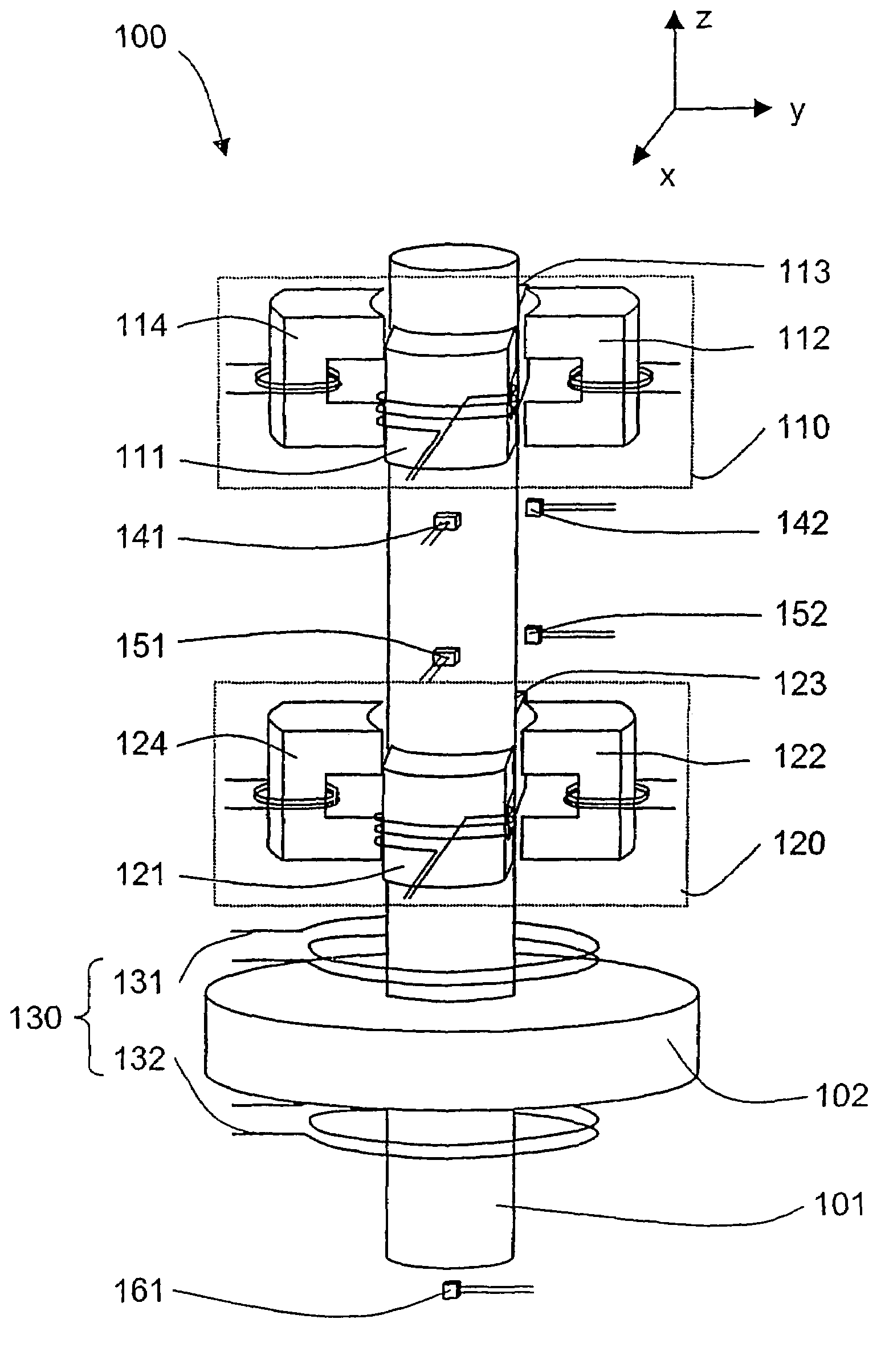 Method and apparatus for controlling a magnetic bearing device