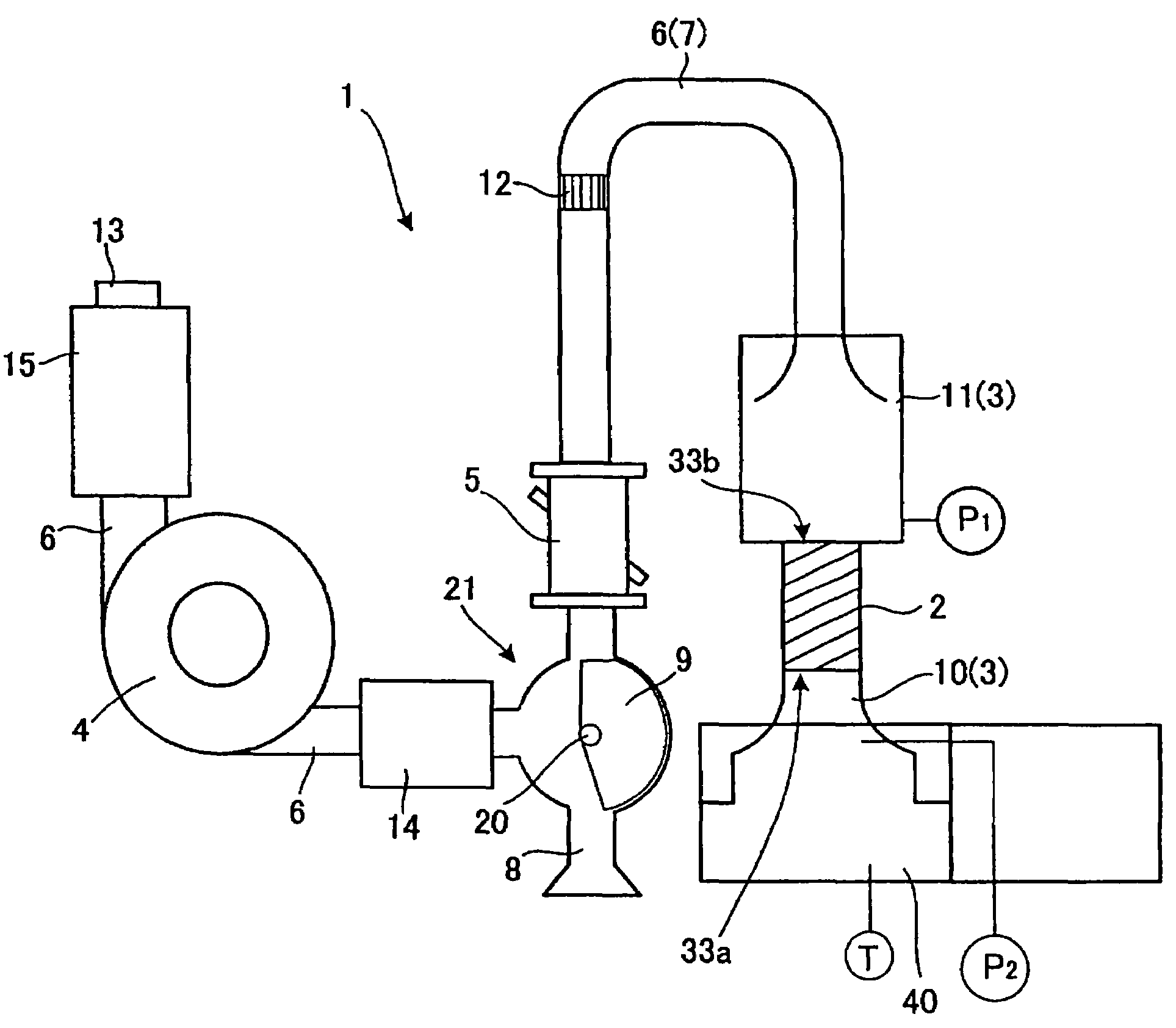 Device for measuring filter pressure loss