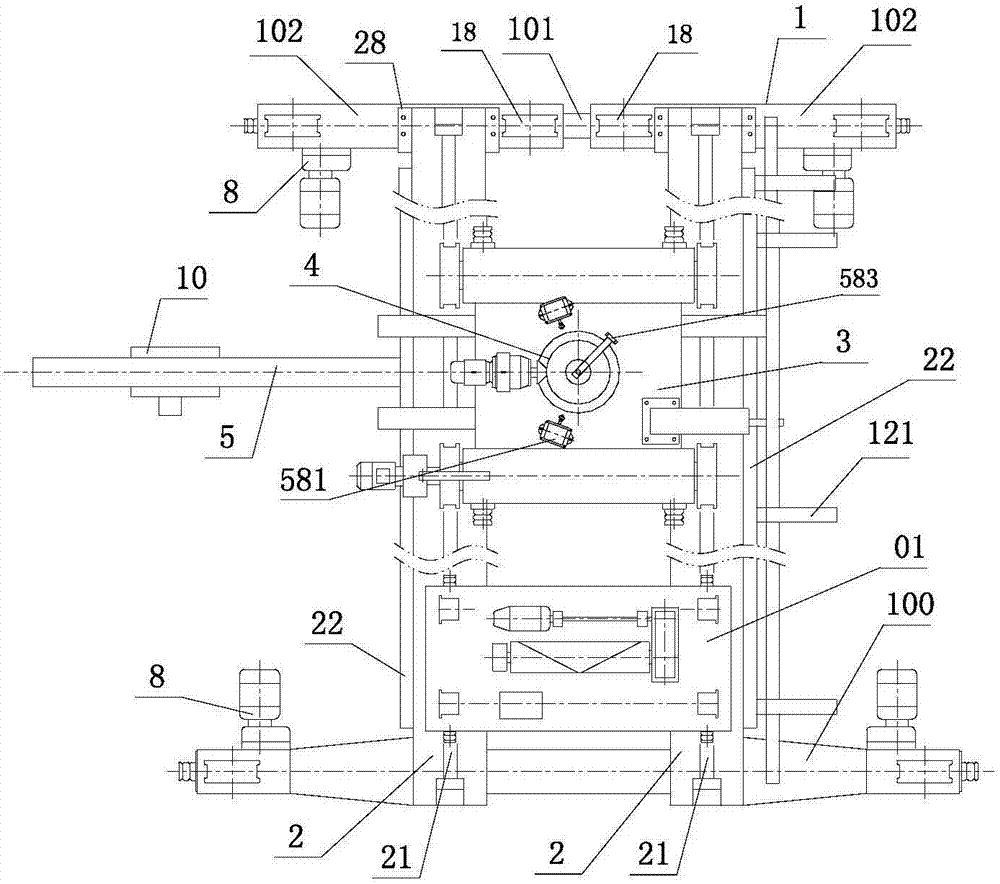 Semi-portal-frame bridge type cantilever crane with lifting trolley and balance end beam