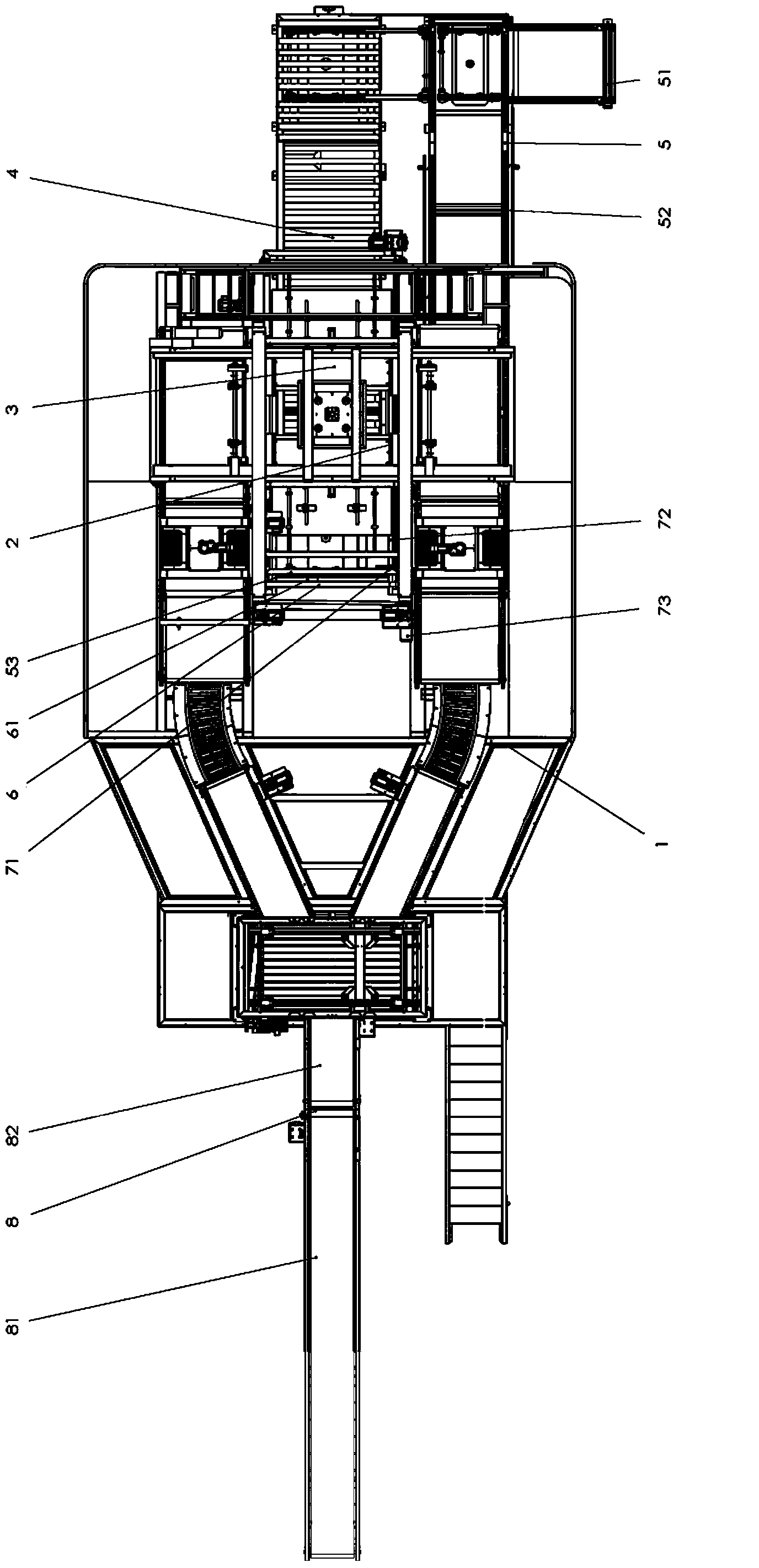 Tray stacking machine achieving high-position replacement