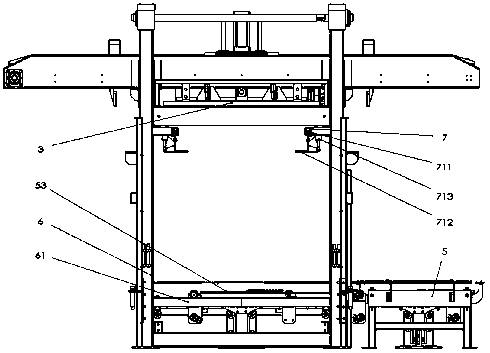 Tray stacking machine achieving high-position replacement