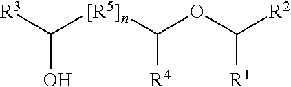 Production of hydroxy ether hydrocarbons by liquid phase hydrogenolysis of cyclic acetals or cyclic ketals