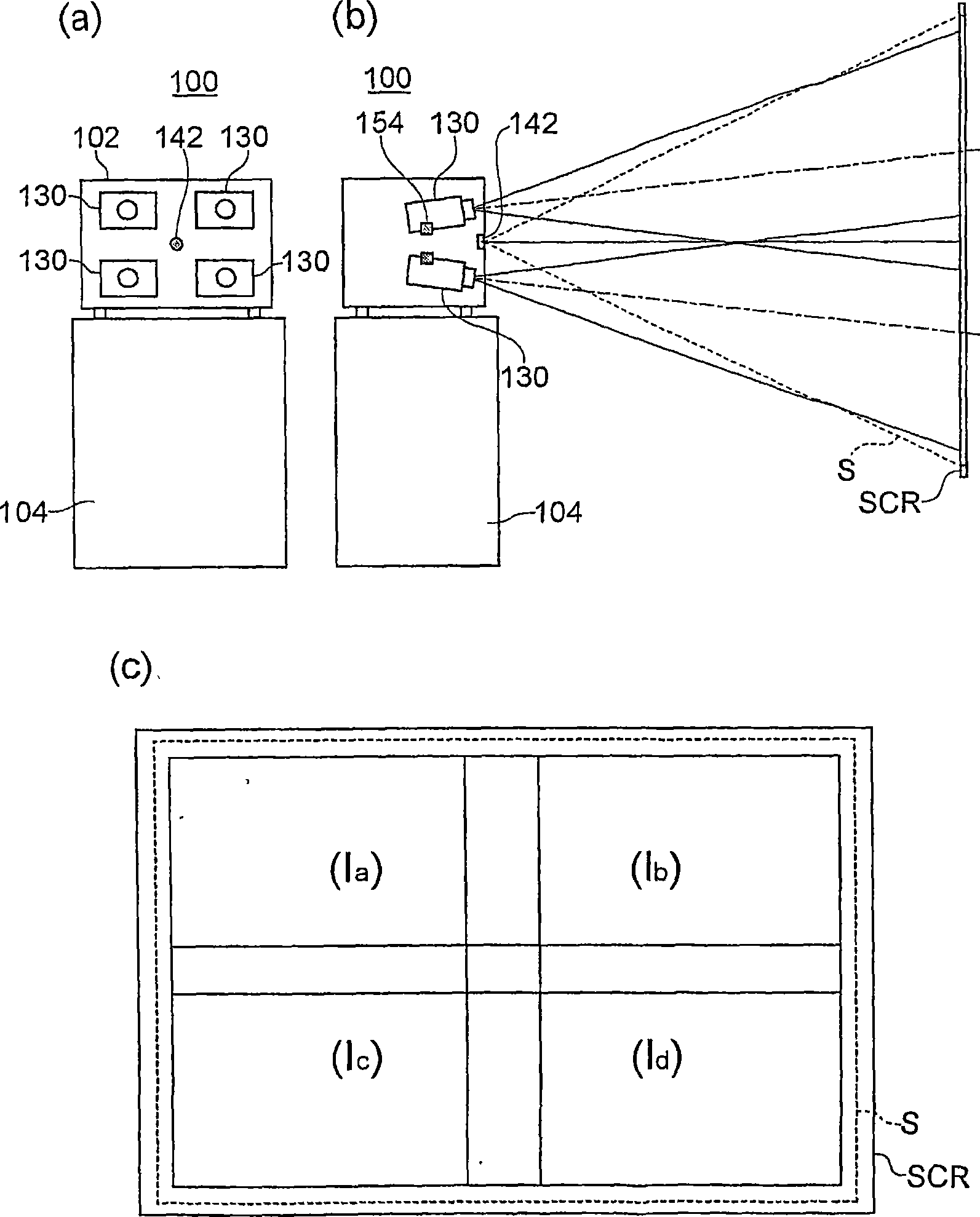 Front projection type multi-projection display