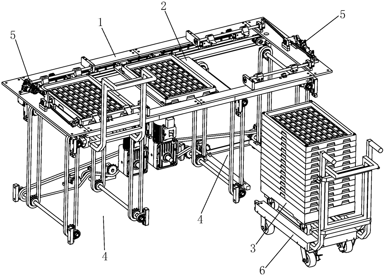 Feeding device for realizing automatic tray changing