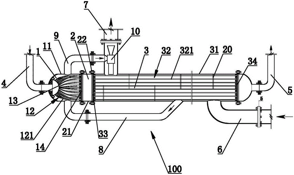 A shell and tube heat exchanger, a heat exchanger group and a heat pump unit