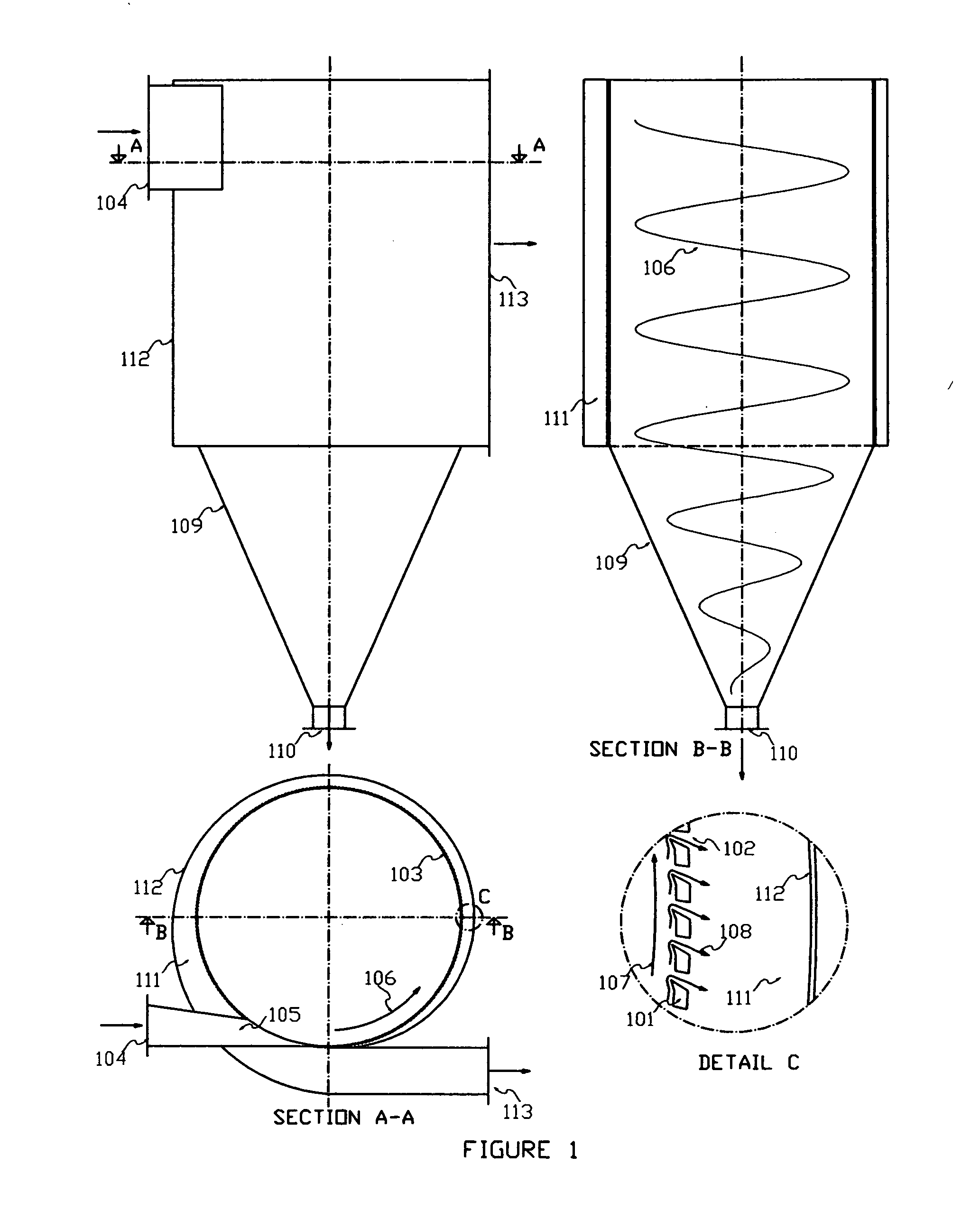 Cyclone induced sweeping flow separator