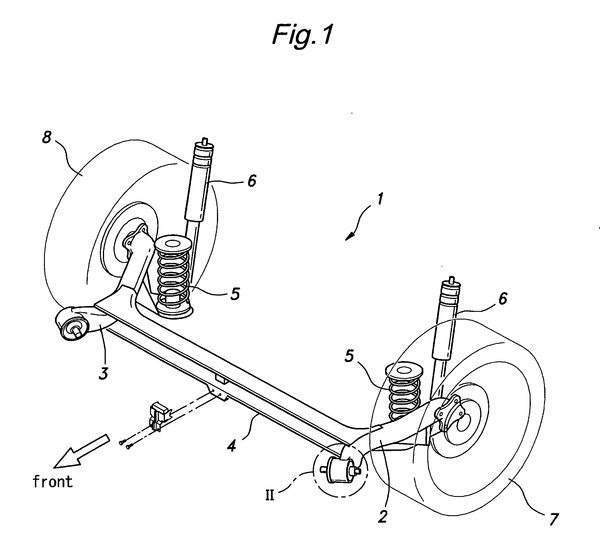 Torsion beam type rear wheel suspension system