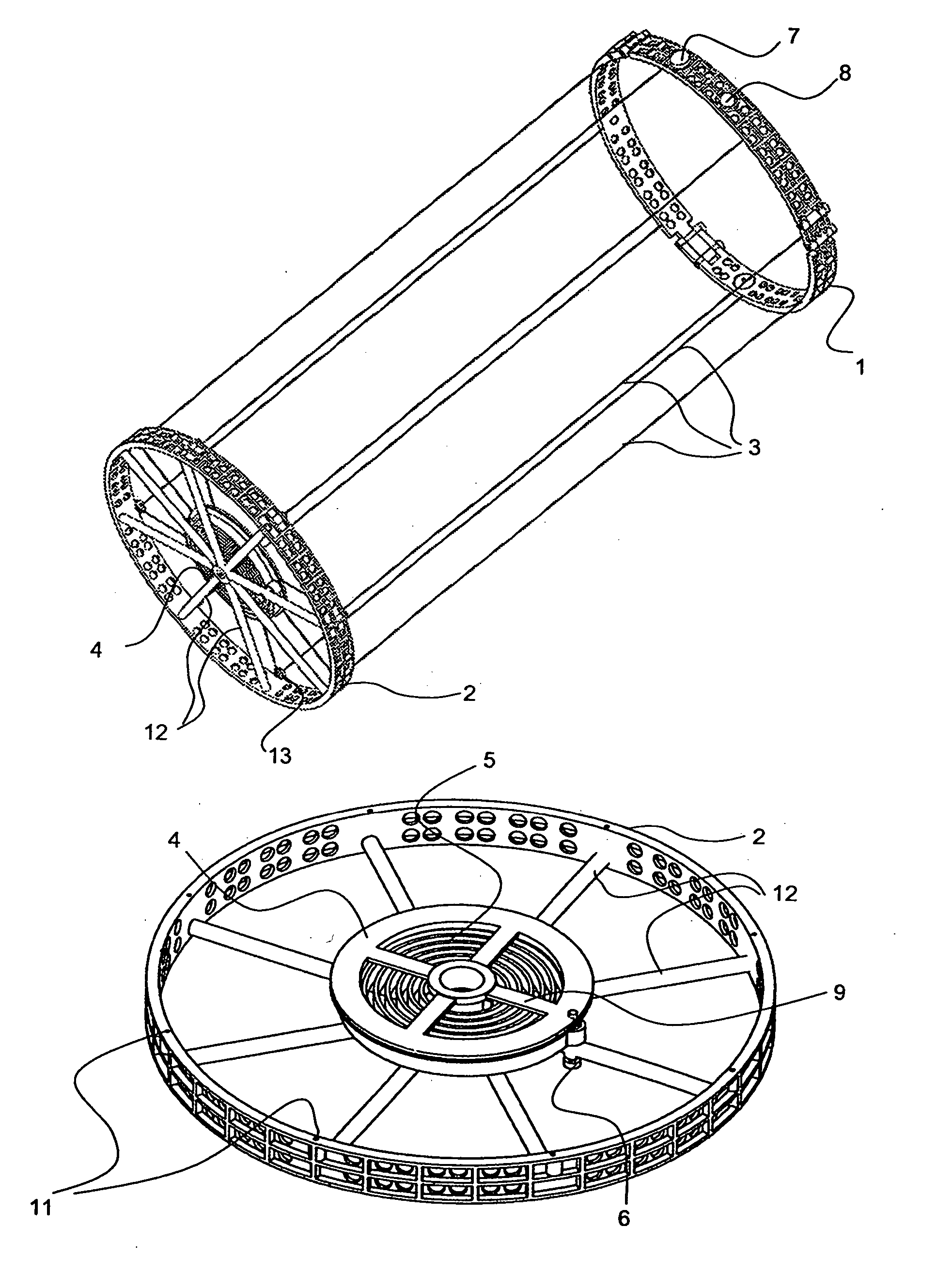 Apparatus with axis-parallel tension cables for ejecting a spin-stabilized body from a spacecraft