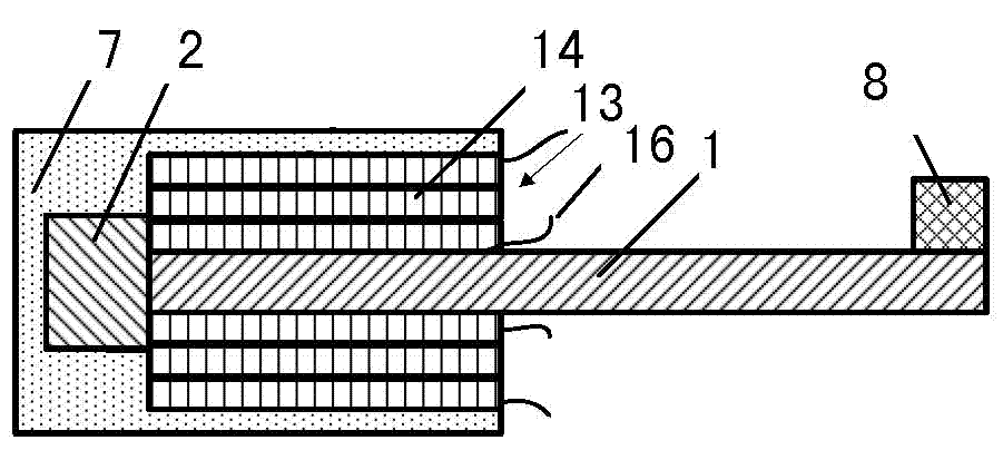 Composite structure piezoelectric energy collector driven by cantilever